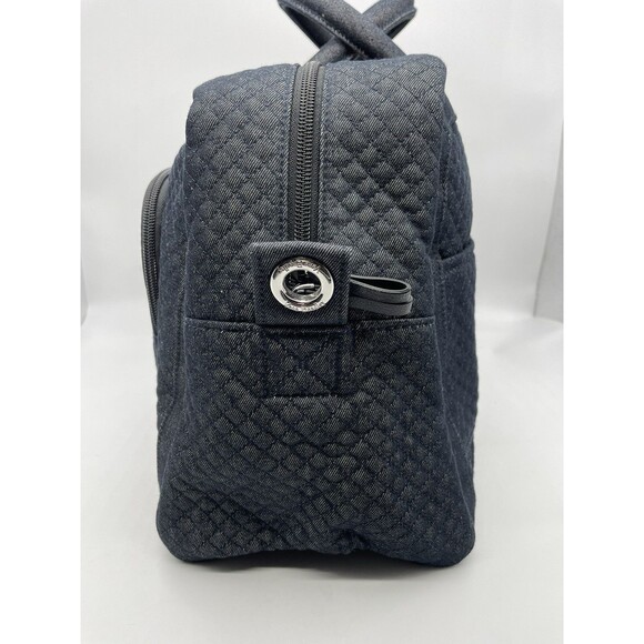 Vera Bradley Iconic Weekender Travel Bag Black Blue Quilted Denim 16x10x7 - Picture 12 of 12
